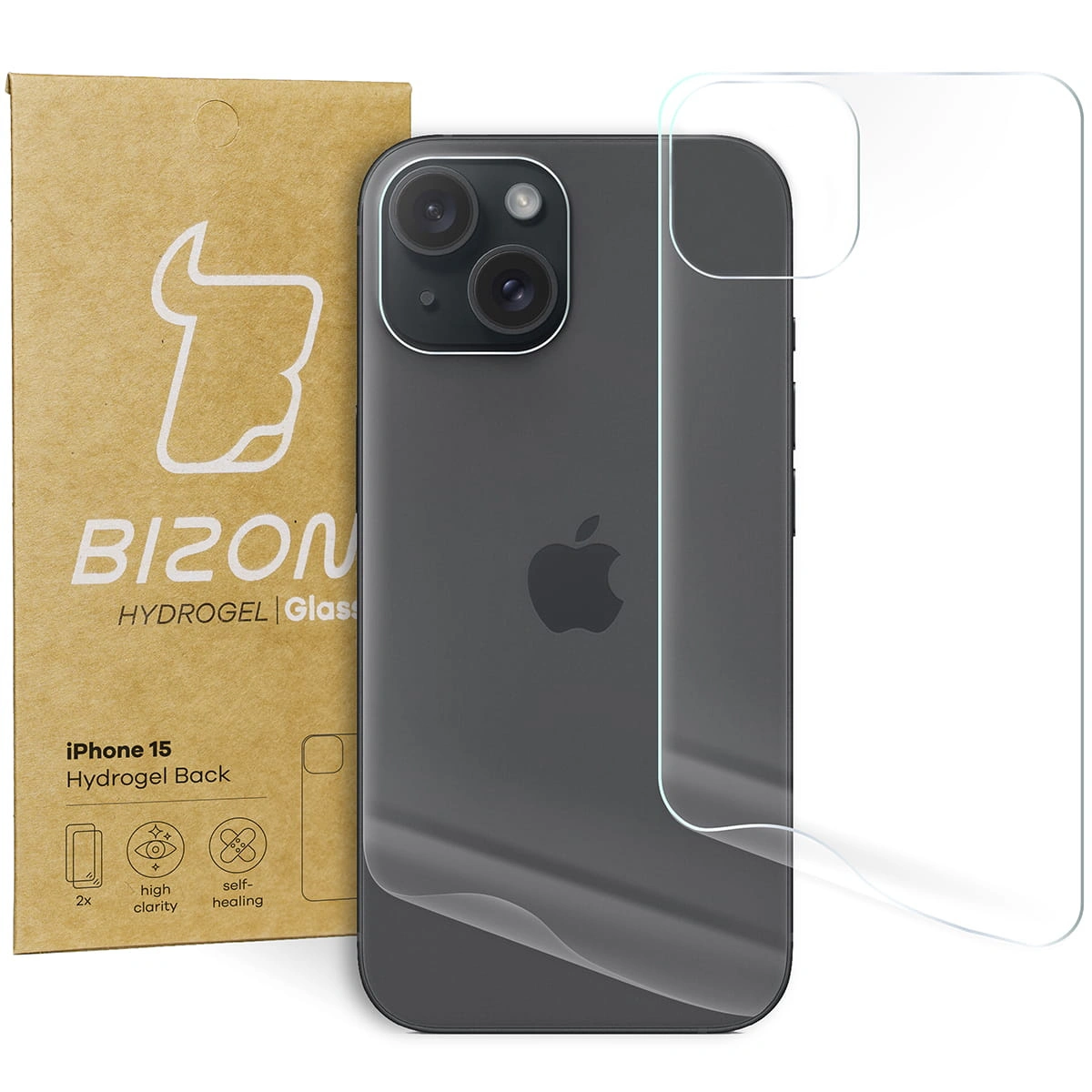 Bizon Glass Hydrogel Back Apple iPhone 15 [2 PACK]