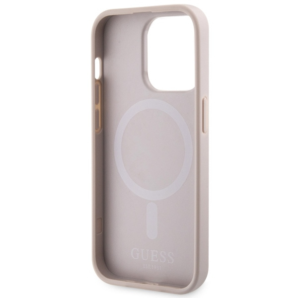 Guess GUHMP14LHGCFSEP Apple iPhone 14 Pro pink hard case GCube Stripes MagSafe