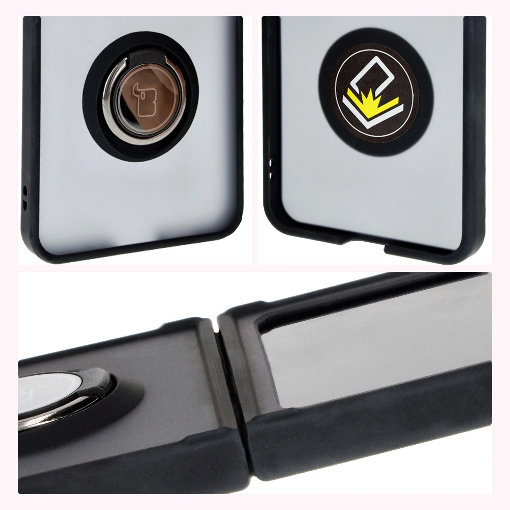 Bizon Case Hybrid Ring Samsung Galaxy Z Flip6 smoky with a black frame