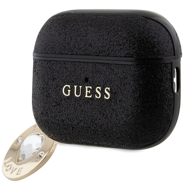 Guess GUAP2PGEHCDK AirPods Pro 2 cover Fixed Glitter Heart Diamond Charm black