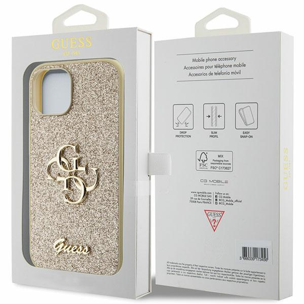 Guess GUHCP15SHG4SGD Apple iPhone 15 hardcase Glitter Script Big 4G gold
