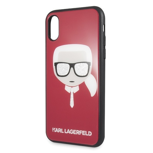 Karl Lagerfeld KLHCPXDLHRE iPhone X/Xs red Iconic Glitter Karl`s Head