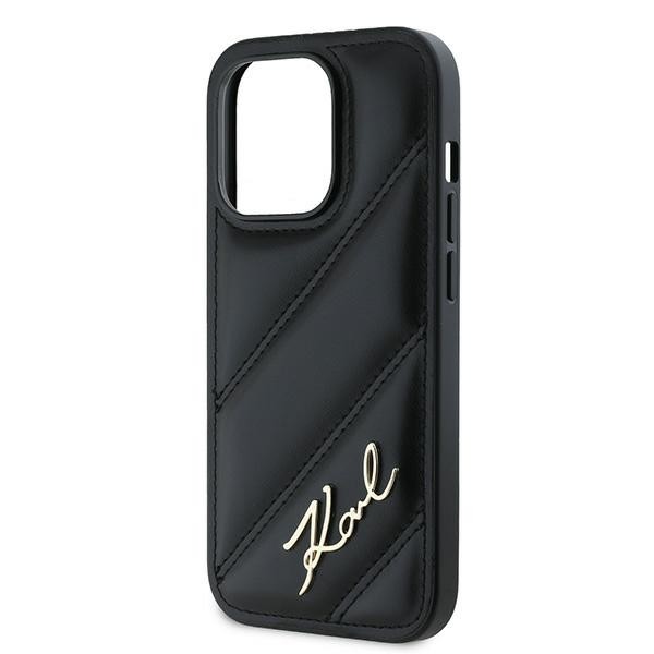 Karl Lagerfeld KLHCP13LPQDSMGK Apple iPhone 13 Pro / 13 hardcase Diagonal Quilted Script black