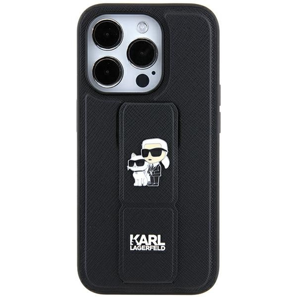 Karl Lagerfeld KLHCN61GSAKCPK Apple iPhone XR / 11 hardcase Gripstand Saffiano Karl&Choupette Pins black