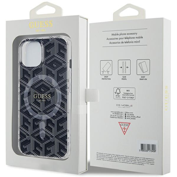 Guess GUHMP15SHGCUSTGK Apple iPhone 15 / 14 hardcase IML GCube MagSafe black