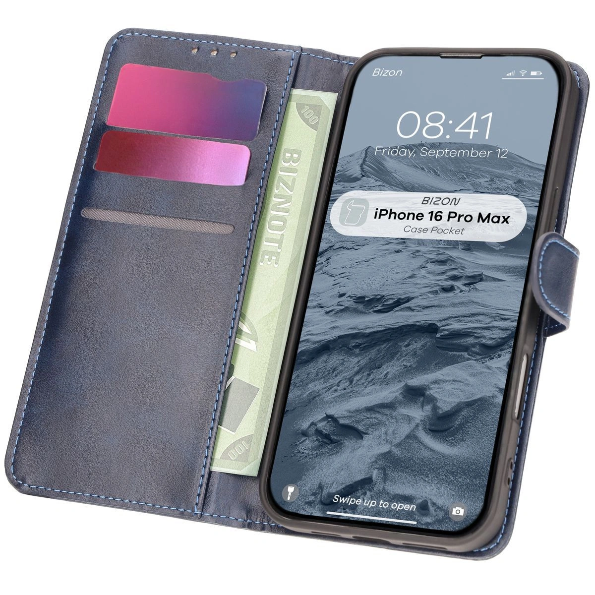 Bizon Case Pocket Apple iPhone 16 Pro Max navy blue