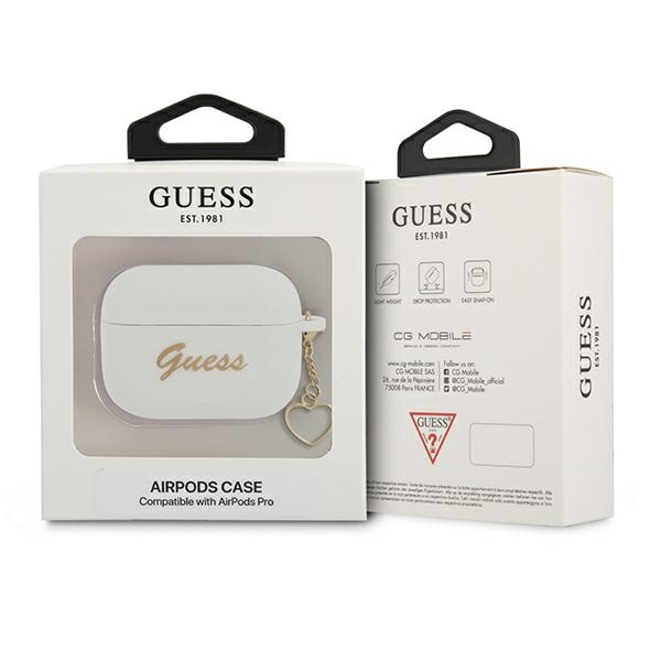 Guess GUAPLSCHSH Apple AirPods Pro white Silicone Charm Heart Collection