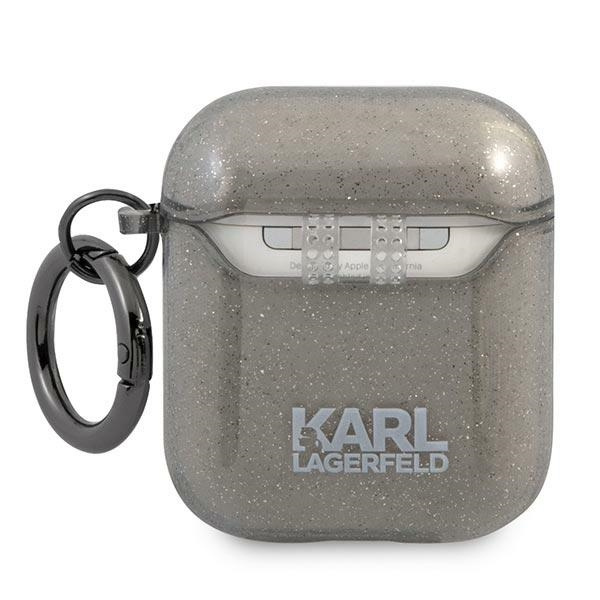Karl Lagerfeld KLA2UKHGK Apple AirPods cover black Glitter Karl`s Head