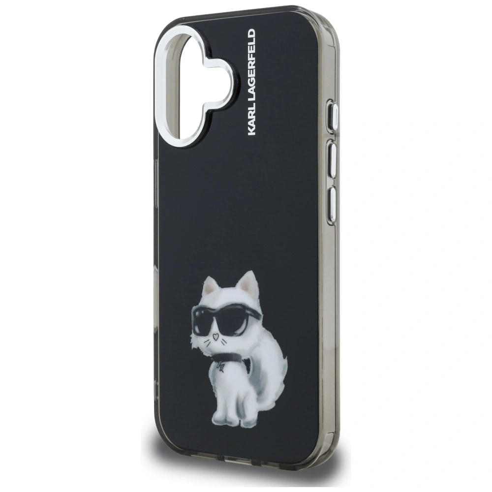 Etui Karl Lagerfeld IML Aquarelle Choupette & Logo do Apple iPhone 16 czarny
