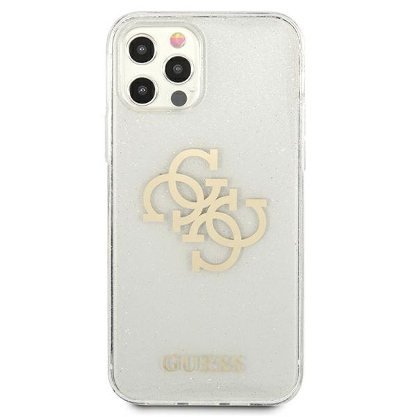 Guess GUHCP12LPCUGL4GTR Apple iPhone 12 Pro Max transparent hard case Glitter 4G Big Logo