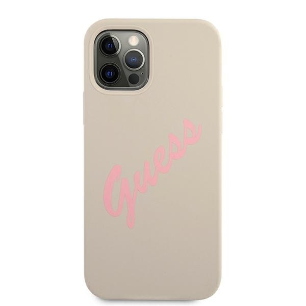 Guess GUHCP12MLSVSGP Apple iPhone 12/12 Pro grey pink hardcase Silicone Vintage