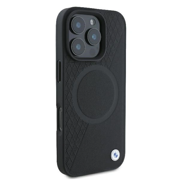 Case BMW BMHMP16L23RTPK Apple iPhone 16 Pro hardcase Sign Leather Half Textured And Circle MagSafe black