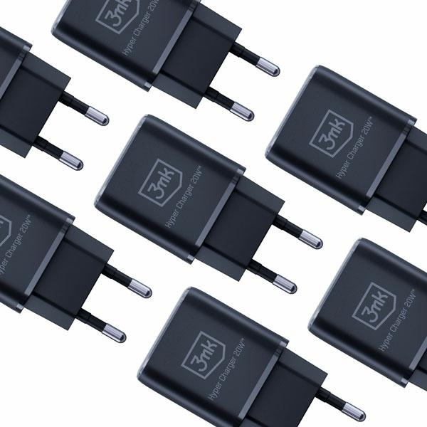 3MK wall charger Hyper Charger USB-A, USB-C 20W PD QC black