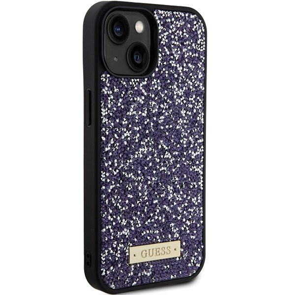 Guess GUHCP15SPFGSBSP Apple iPhone 15 hardcase Rhinestone Metal Logo light pink