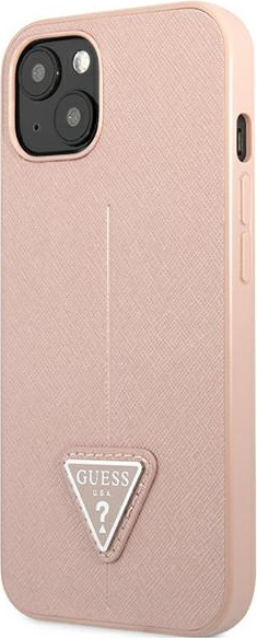 Guess GUHCP13SPSATLP Apple iPhone 13 mini pink hardcase Saffiano Triangle Logo