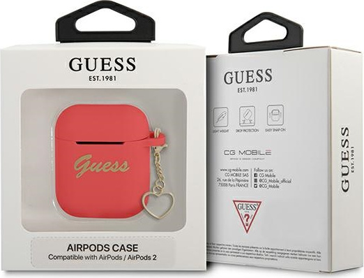 Guess GUA2LSCHSR Apple AirPods red Silicone Charm Heart Collection