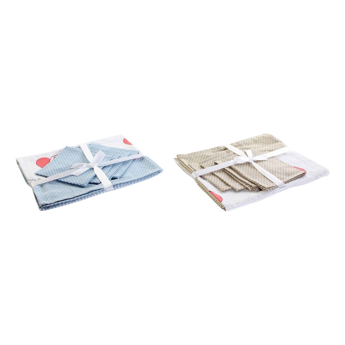 Tablecloth and napkins DKD Home Decor 8424001750399 150 x 1 x 150 cm Beige Blue (2 Units)
