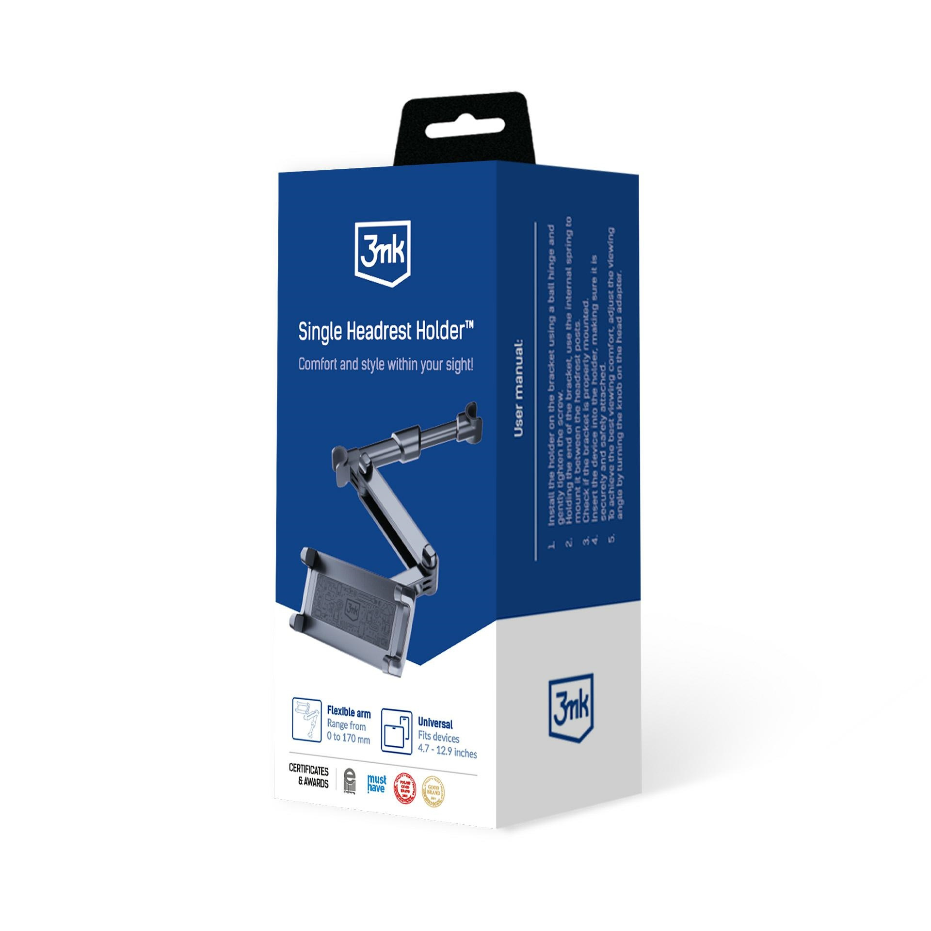 3MK Single Headrest Holder 4.7" - 12.9"