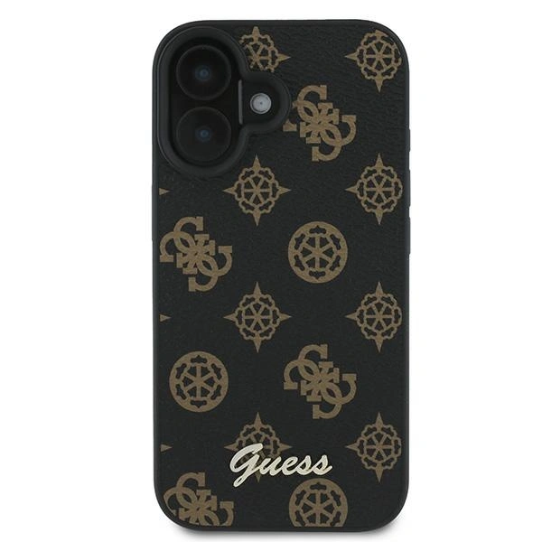 Case Guess GUHMP16MPGPYSK Apple iPhone 16 Plus hardcase PU Peony Script MagSafe black