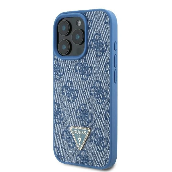 Case Guess GUHCP16LP4TDSCPB Apple iPhone 16 Pro hardcase Leather Metal Logo Strass Crossbody blue