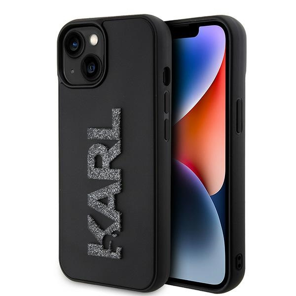 Karl Lagerfeld KLHCP15S3DMBKCK Apple iPhone 15 hardcase 3D Rubber Glitter Logo black