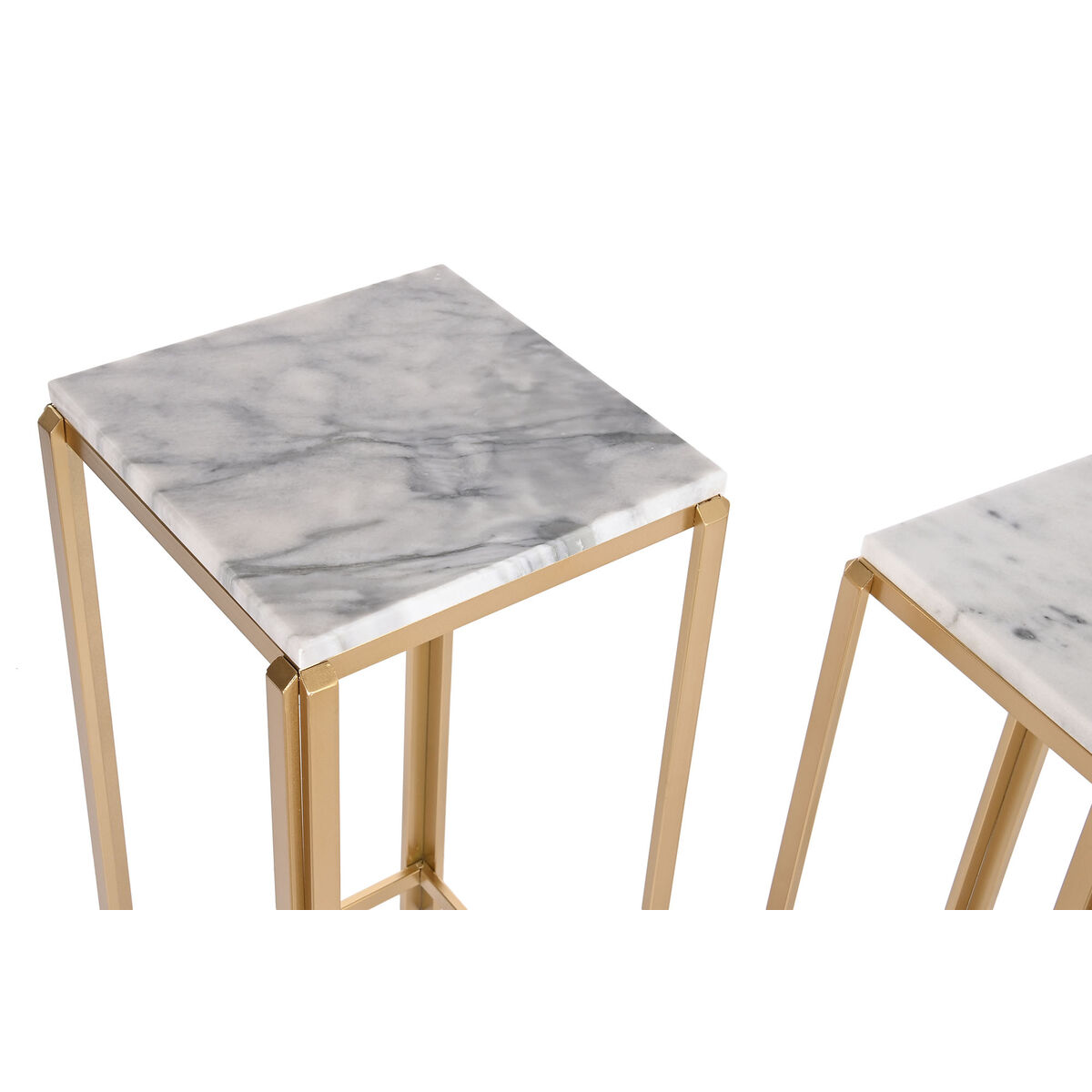 Set of 2 tables DKD Home Decor 33 x 33 x 70 cm Golden Metal White Marble