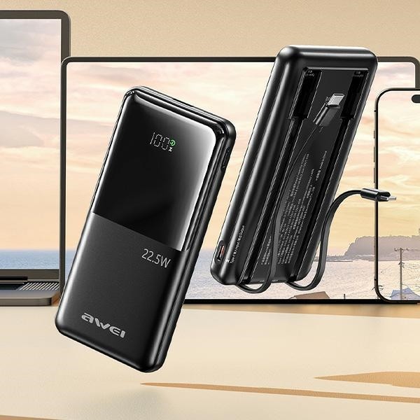 AWEI P76K powerbank 10000mAh 22.5W Digital Display black