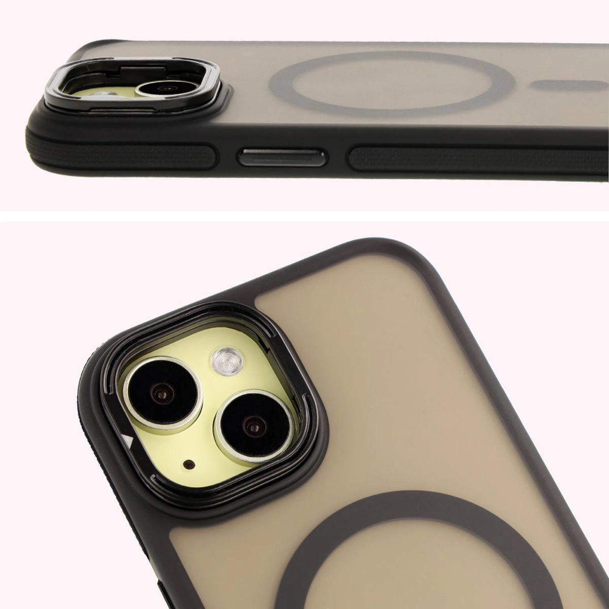 Bizon Case Eclipse Apple iPhone 15 smoky with a black frame