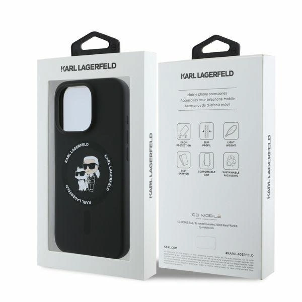 Case Karl Lagerfeld KLHMP16XSCMKCRHK Apple iPhone 16 Pro Max hardcase Silicone Karl&Choupette Heads Ring MagSafe black