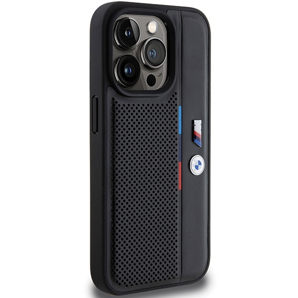 BMW BMHCP15L23PUPVK Apple iPhone 15 Pro hardcase Perforated Tricolor Line black