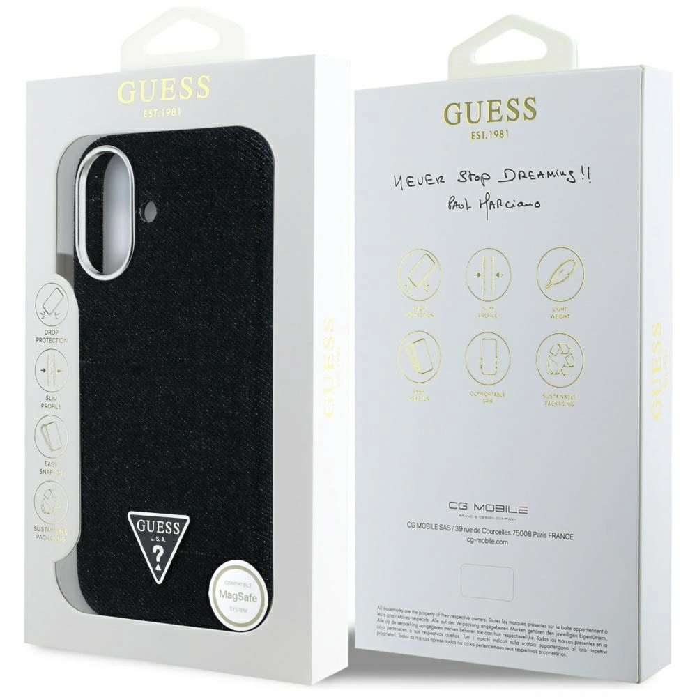 Guess Denim Triangle Logo MagSafe Apple iPhone 16 black