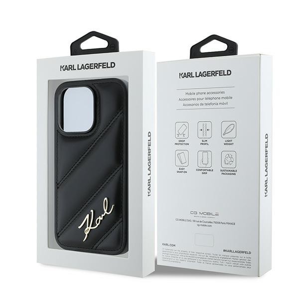 Karl Lagerfeld KLHCP13LPQDSMGK Apple iPhone 13 Pro / 13 hardcase Diagonal Quilted Script black