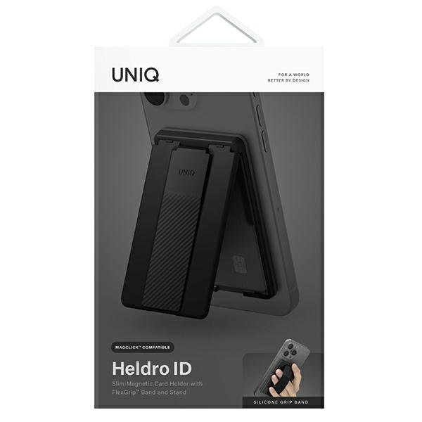 UNIQ Heldro ID magnetic wallet with stand and strap midnight black