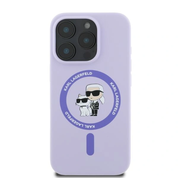 Case Karl Lagerfeld KLHMP16LSCMKCRHU Apple iPhone 16 Pro hardcase Silicone Karl&Choupette Heads Ring MagSafe purple