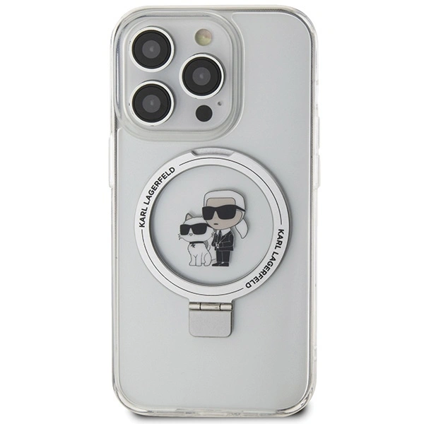 Karl Lagerfeld KLHMP15XHMRSKCH Apple iPhone 15 Pro Max hardcase Ring Stand Karl&Choupettte MagSafe white