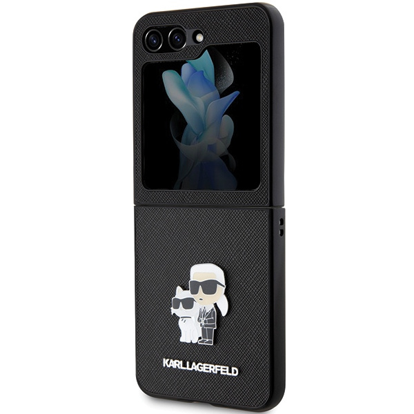 Karl Lagerfeld KLHCZF5SAKCNPK Samsung Galaxy Z Flip5 hardcase Saffiano Karl&Choupette Pin black
