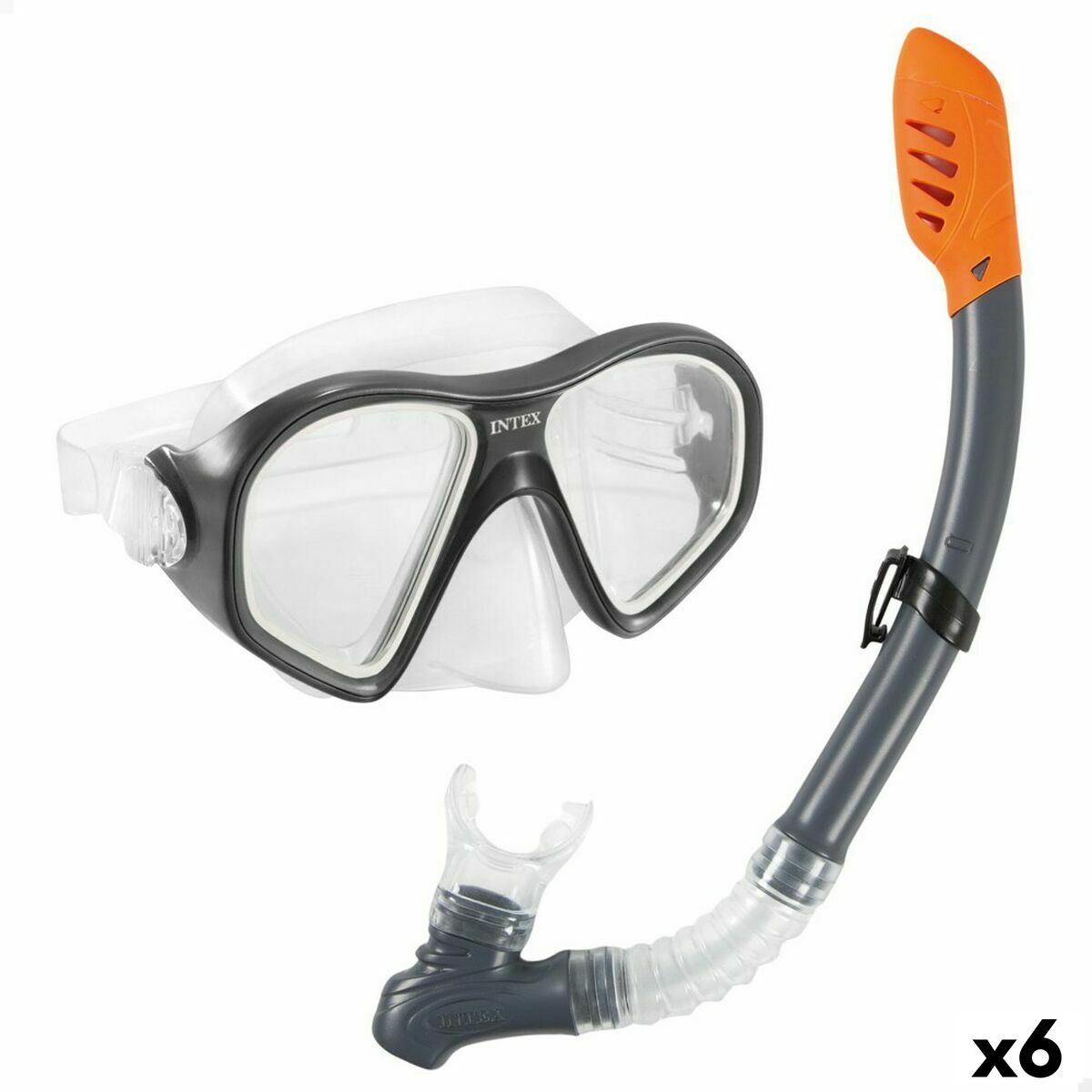 Snorkel Goggles and Tube Intex Reef Rider Blue (6 Units)