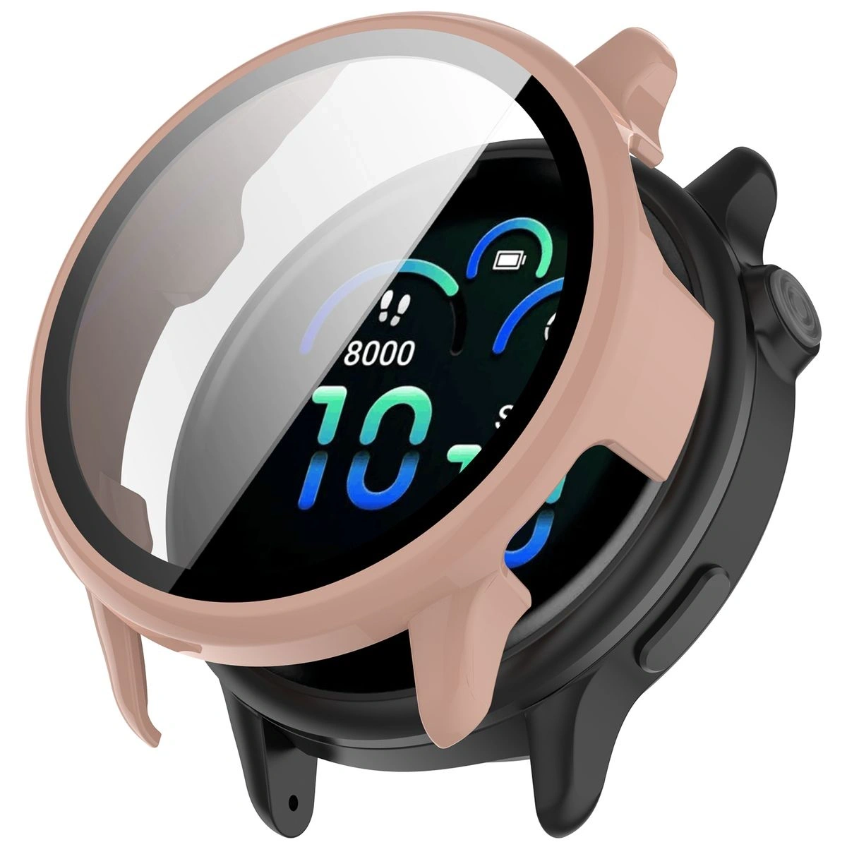 Etui ze szkłem do zegarka Bizon Case+Glass Watch do Garmin Vivoactive 6 różowe