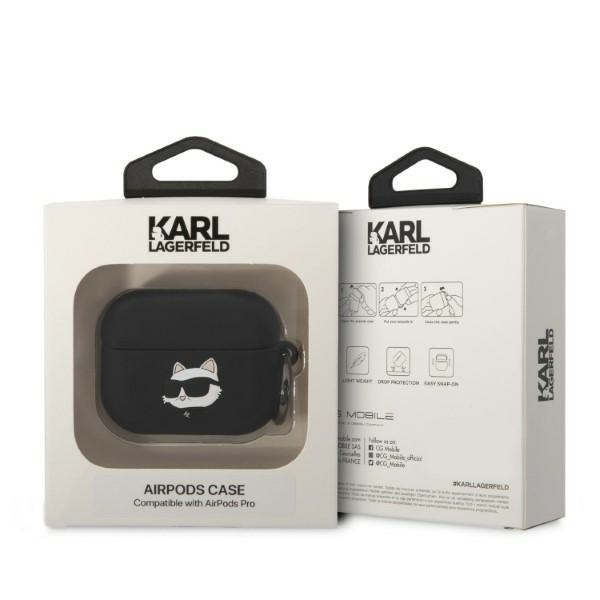 Karl Lagerfeld KLAPRUNCHK Apple AirPods Pro cover black Silicone Choupette Head 3D