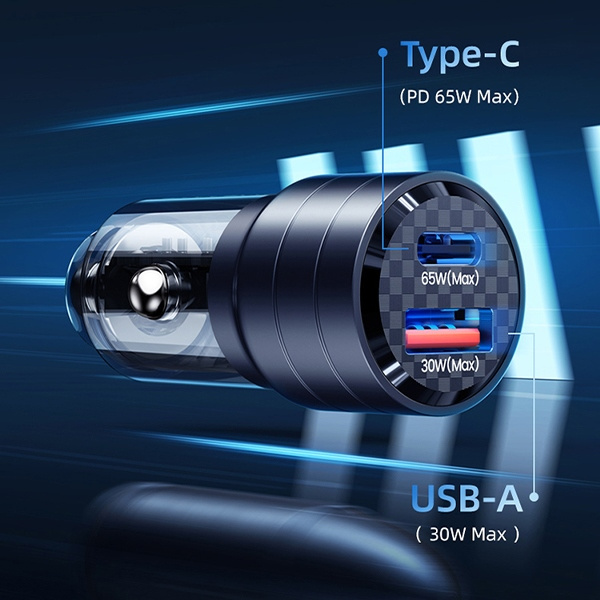 USAMS C36 Car Charger USB-A+USB-C 95W Fast Charge purple (US-CC176)