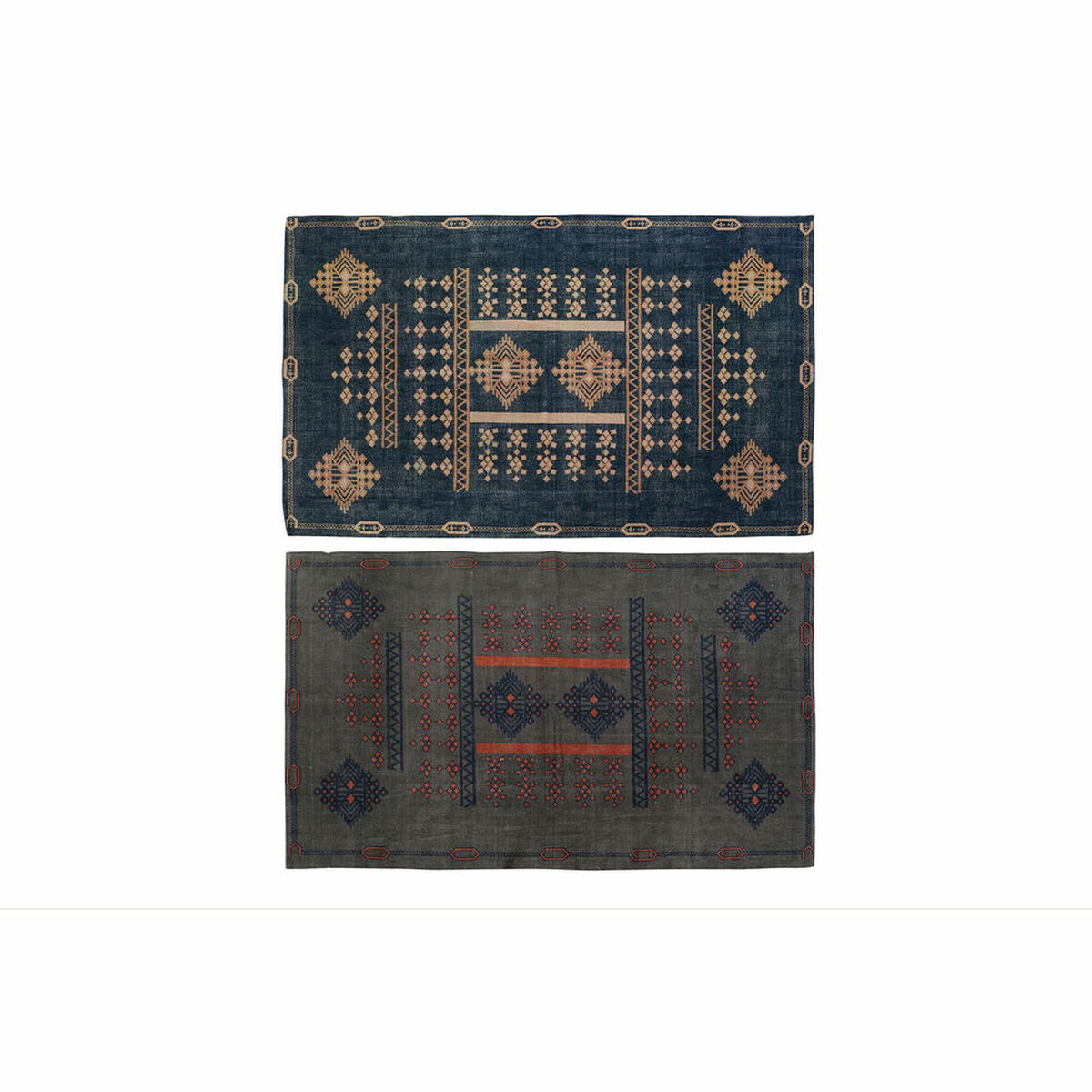 Carpet DKD Home Decor 120 x 180 x 0,4 cm Blue Orange Polyester Arab (2 Units)