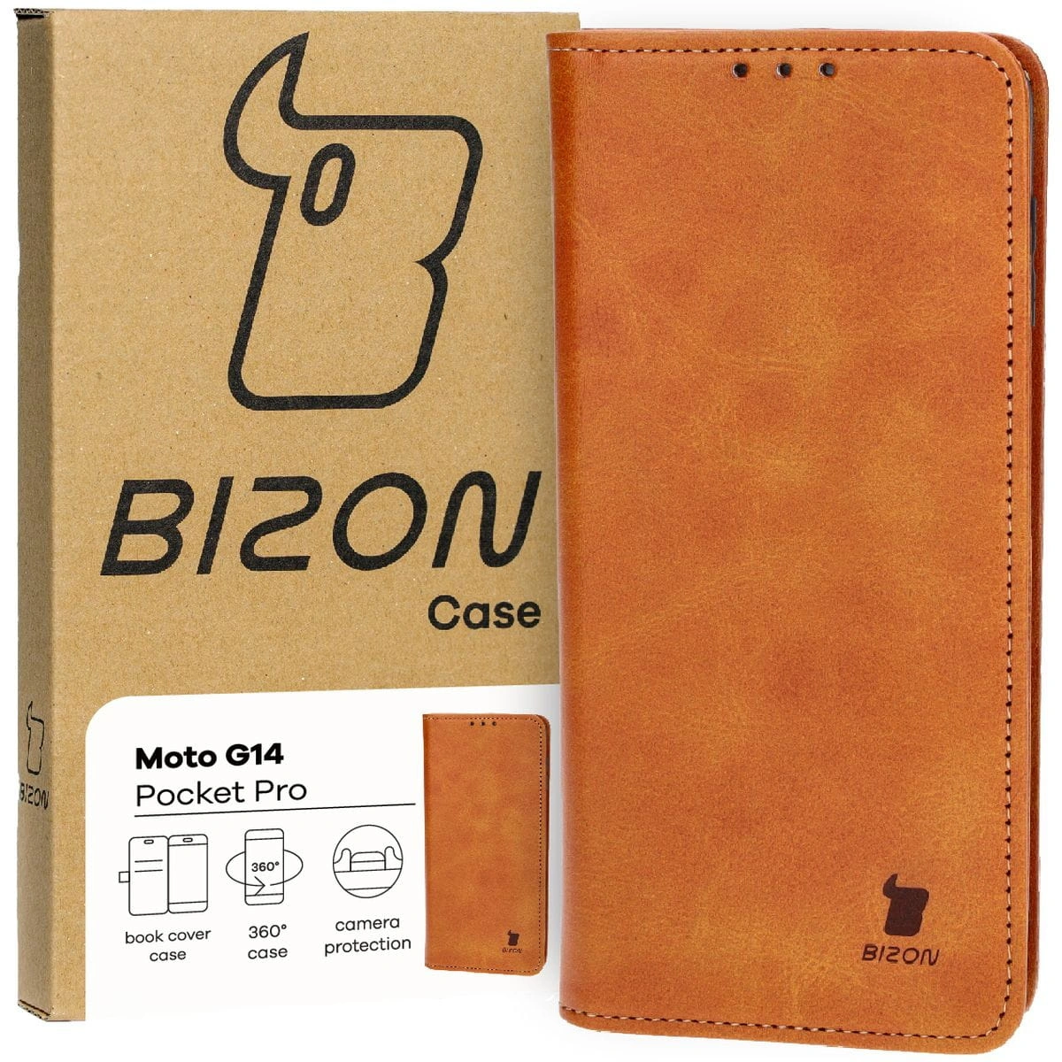 Bizon Case Pocket Pro Motorola Moto G14 brown