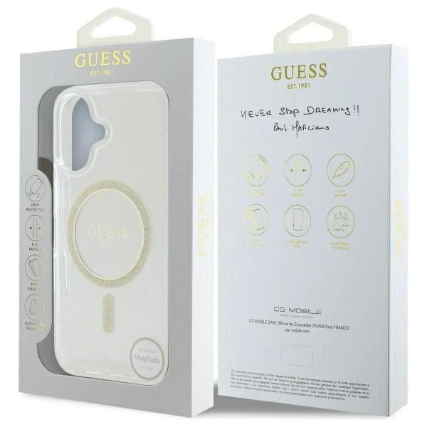 Guess GUHMP16MHFGERET Apple iPhone 16 Plus hardcase IML Glitter Circle MagSafe transparent