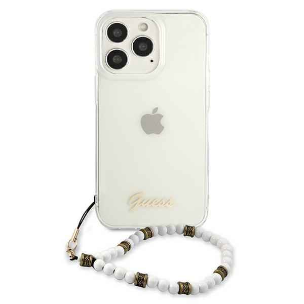 Guess GUHCP13LKPSWH Apple iPhone 13 Pro Transparent hardcase White Pearl