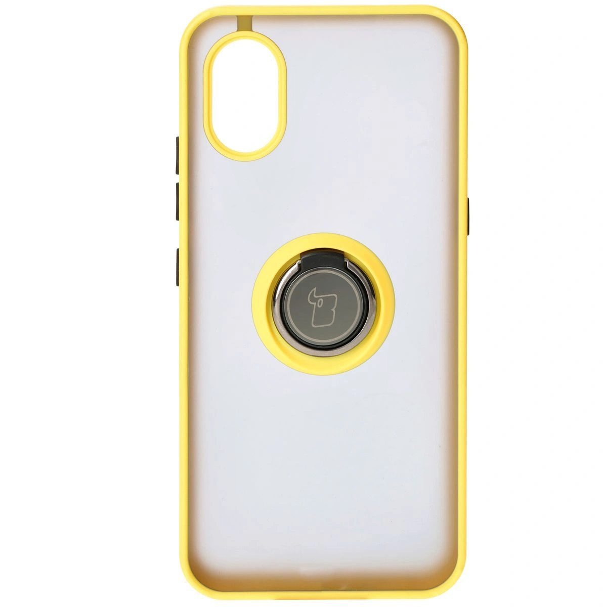 Bizon Case Hybrid Ring Samsung Galaxy Xcover7 smoky with a yellow frame
