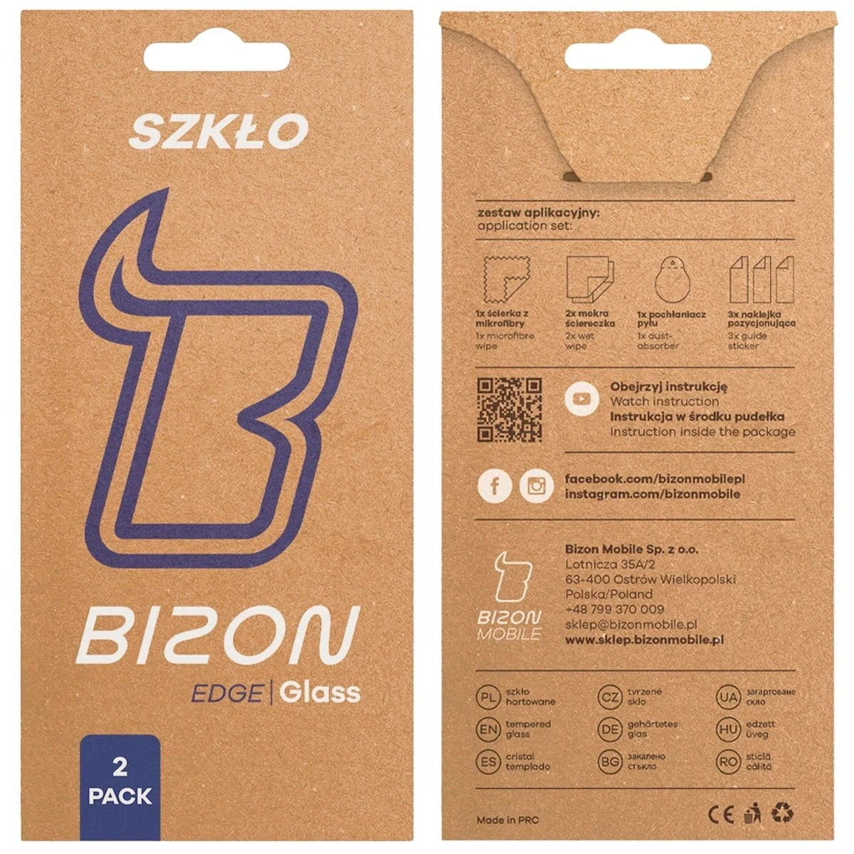 Szkło hartowane Bizon Glass Edge Duo do Xiaomi 12T / 12T Pro czarna ramka [2 PACK]