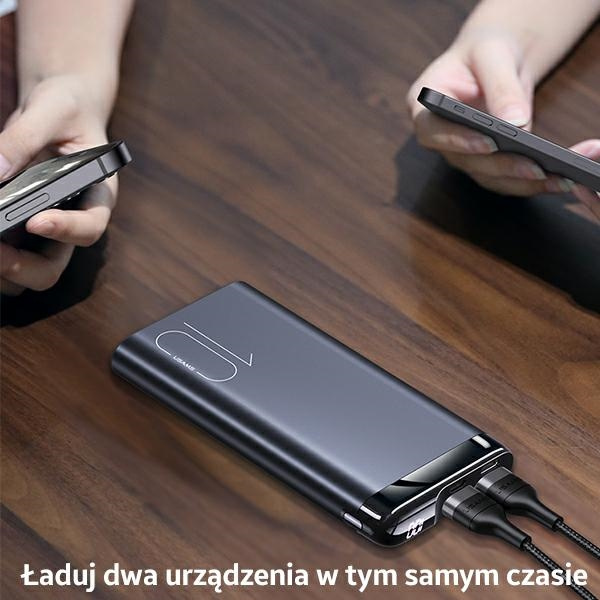 USAMS Powerbank PB55 10000mAh 2xUSB wyświetlacz LED green 10KCD14802 (US-CD148) aluminium