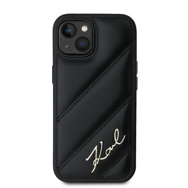 Karl Lagerfeld KLHCP15MPQDSMGK Apple iPhone 15 Plus / 14 Plus hardcase Diagonal Quilted Script black
