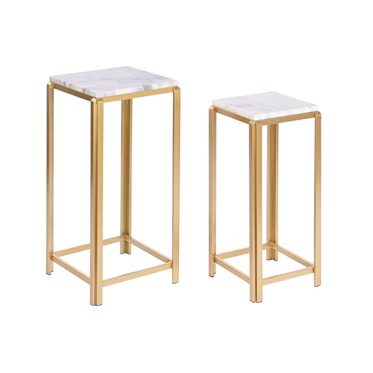 Set of 2 tables DKD Home Decor 33 x 33 x 70 cm Golden Metal White Marble