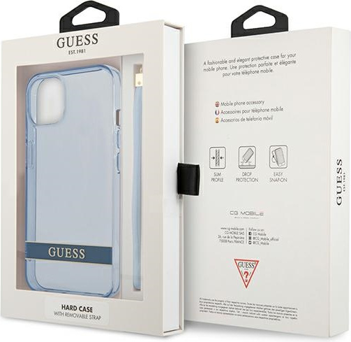 Guess GUHCP13MHTSGSB Apple iPhone 13 blue hardcase Translucent Stap
